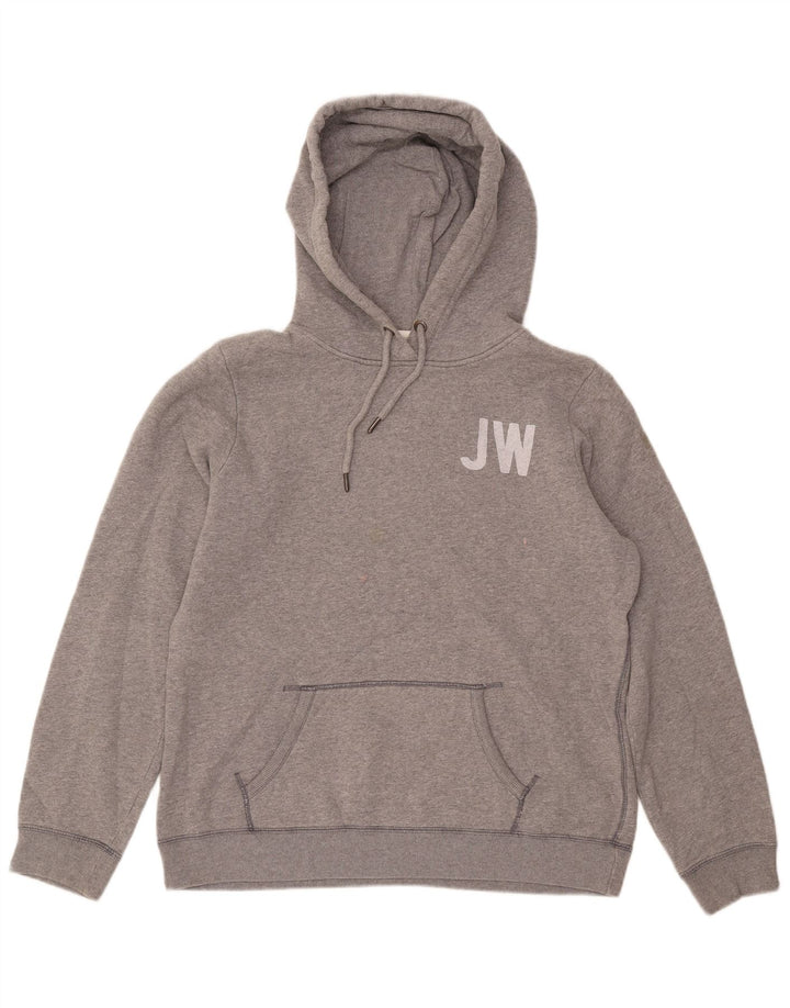 JACK WILLS Suéter feminino com capuz gráfico Reino Unido 14 grande algodão cinza