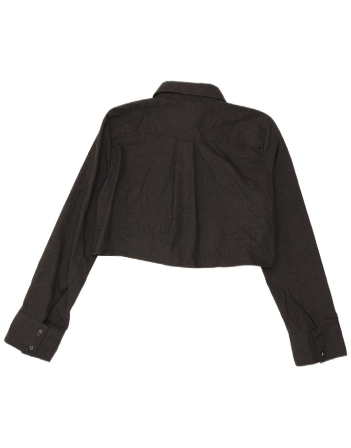 Blusa feminina ZARA Crop Shirt UK 14 cinza médio
