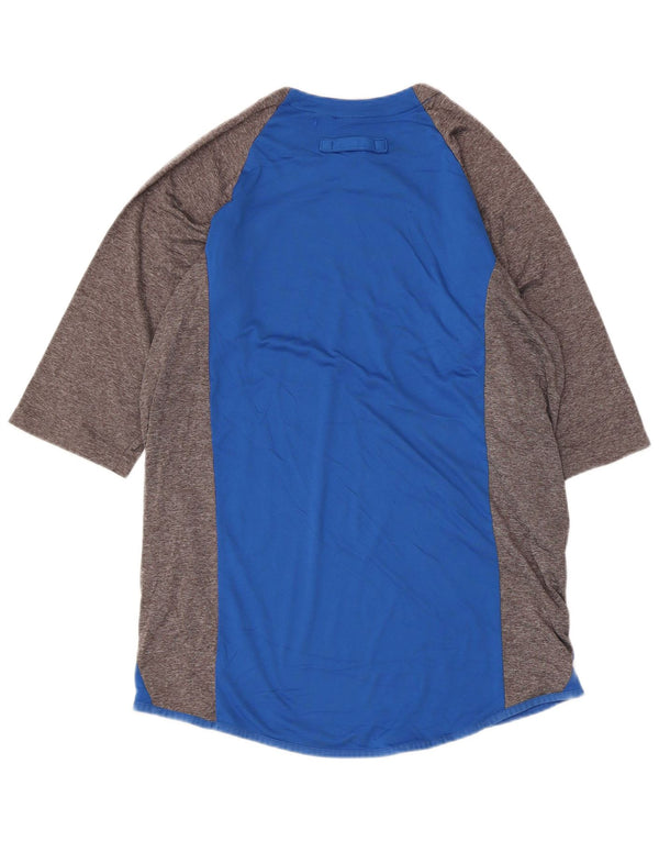 Majestic Mens Top 3/4 Sleeve Medium Blue Colourblock