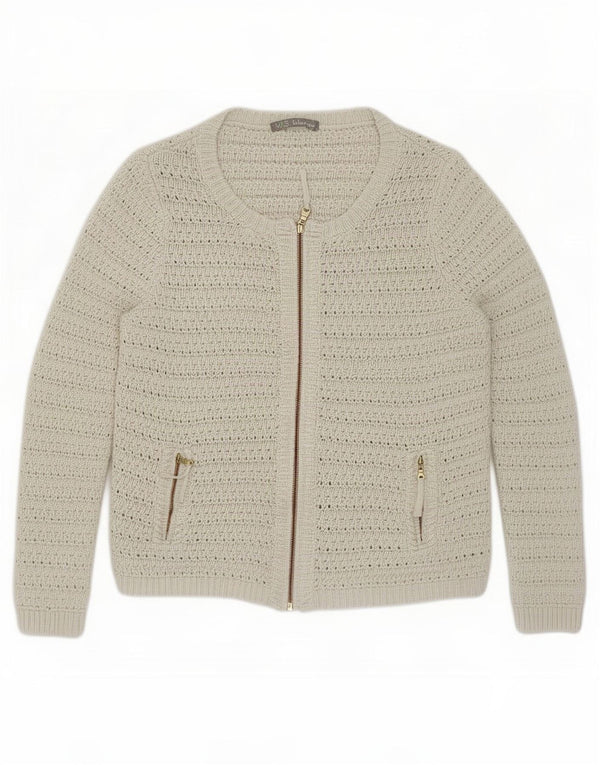 Suéter cardigã feminino Marks & Spencer Reino Unido 16 grande algodão branco