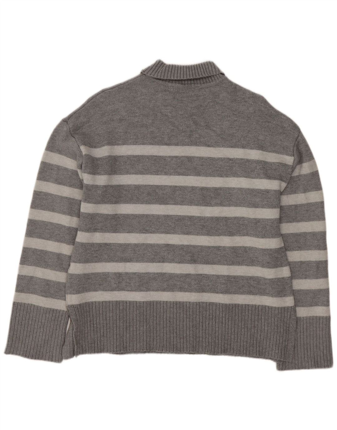 Suéter feminino Zara com gola tartaruga grande e listrado cinza pequeno Reino Unido 10