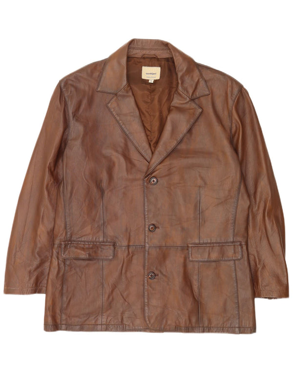 Jaqueta blazer masculina de couro com 3 botões Conbipel IT 56 2XL marrom