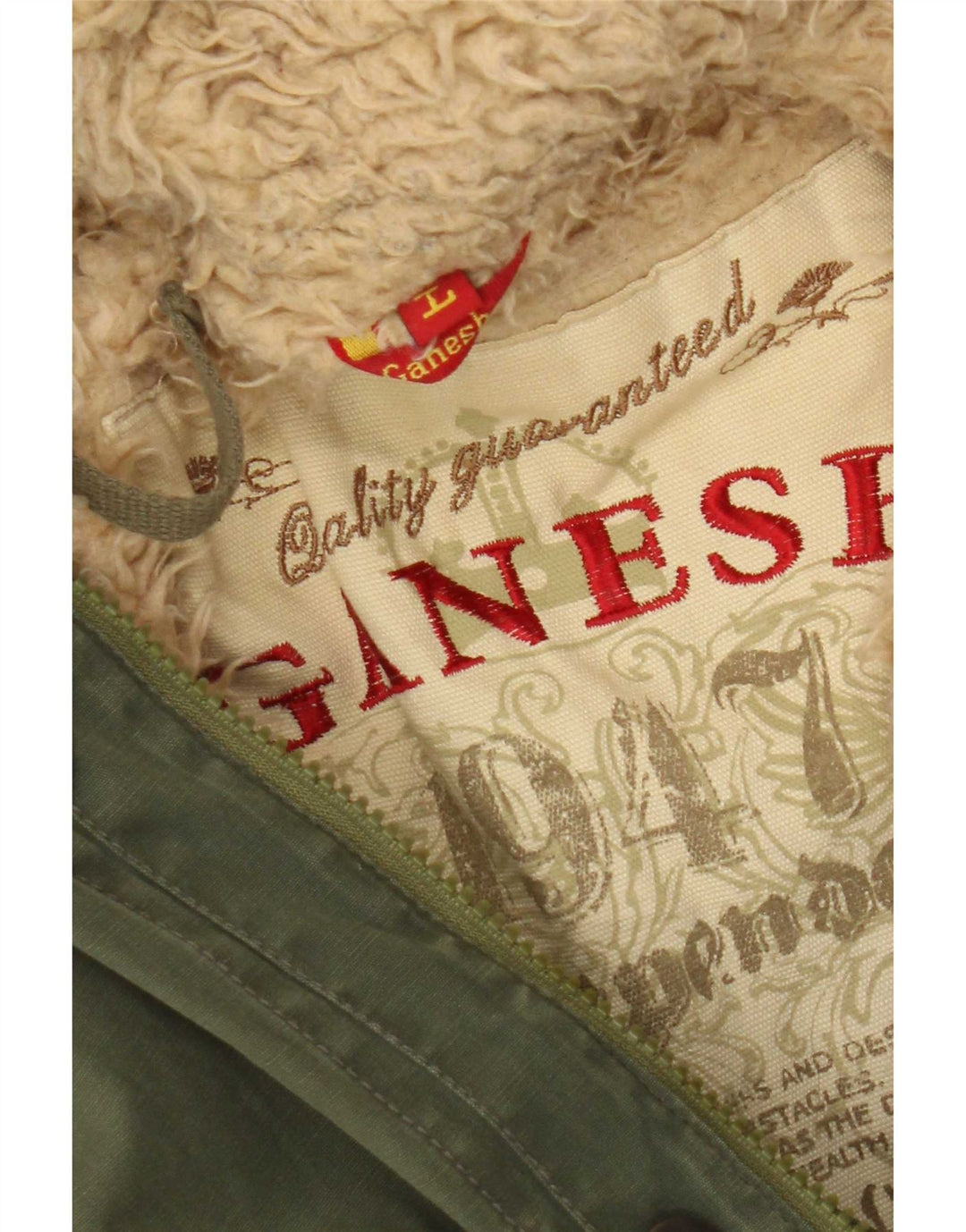 Jaqueta Parka masculina com capuz Ganesh Reino Unido 40 algodão cáqui grande