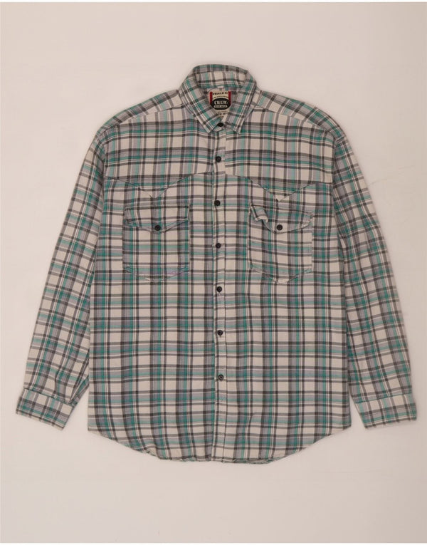 Camisa masculina de flanela Crew grande algodão xadrez verde