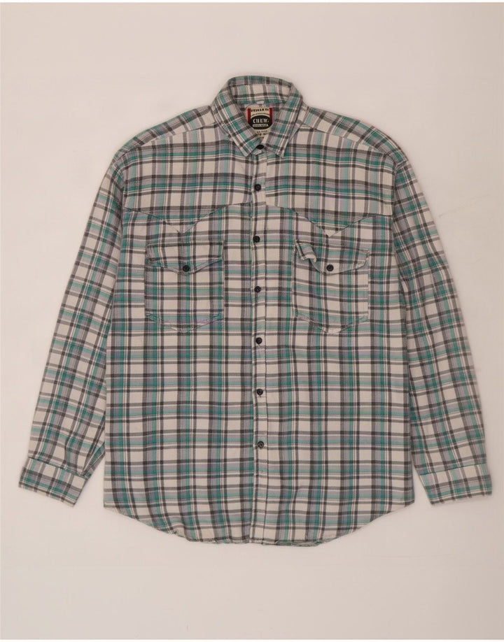 Camisa masculina de flanela Crew grande algodão xadrez verde