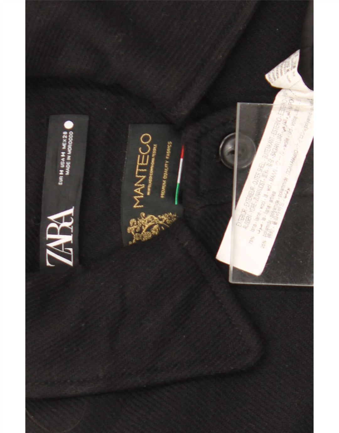 Sobretudo feminino Zara UK 14 lã preta média