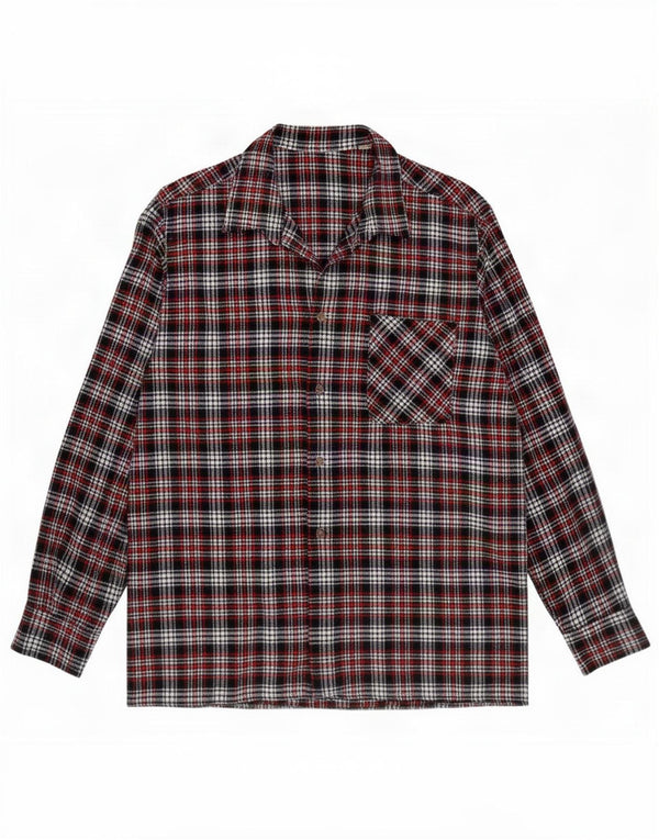 Camisa masculina vintage de flanela tamanho 43 grande xadrez multicolorida