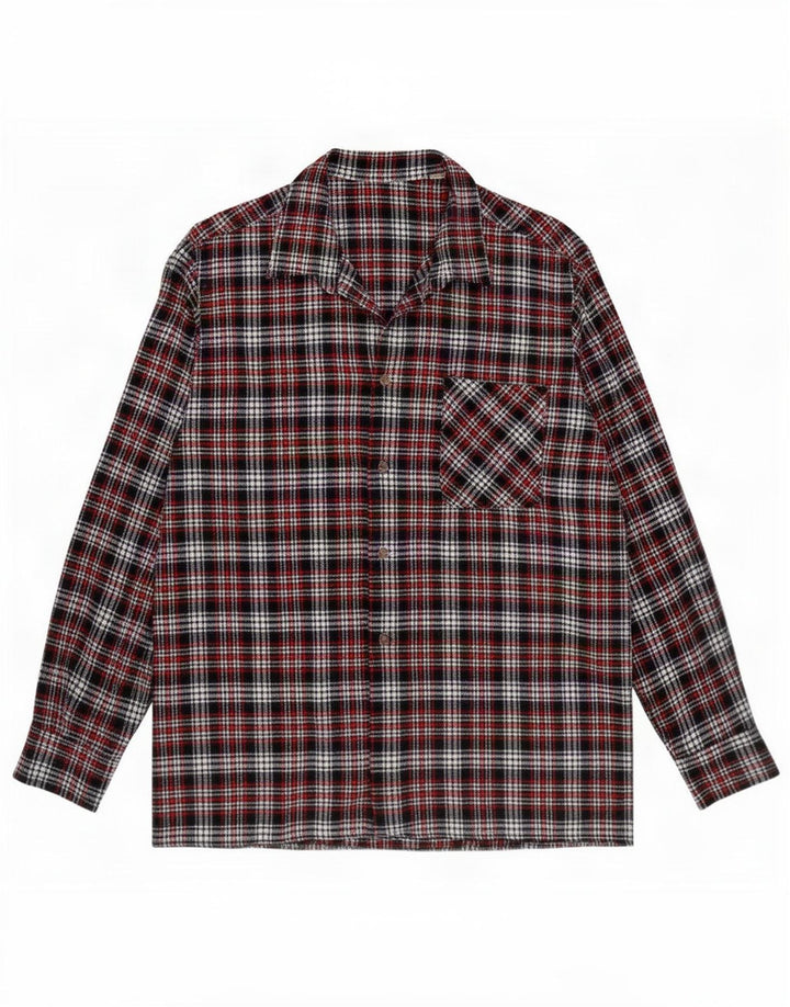 Camisa masculina vintage de flanela tamanho 43 grande xadrez multicolorida