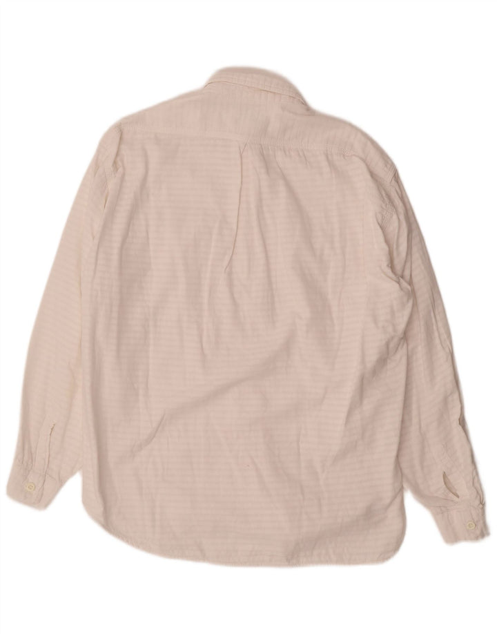 Camisa masculina POP 84 pequena listrada branca de algodão