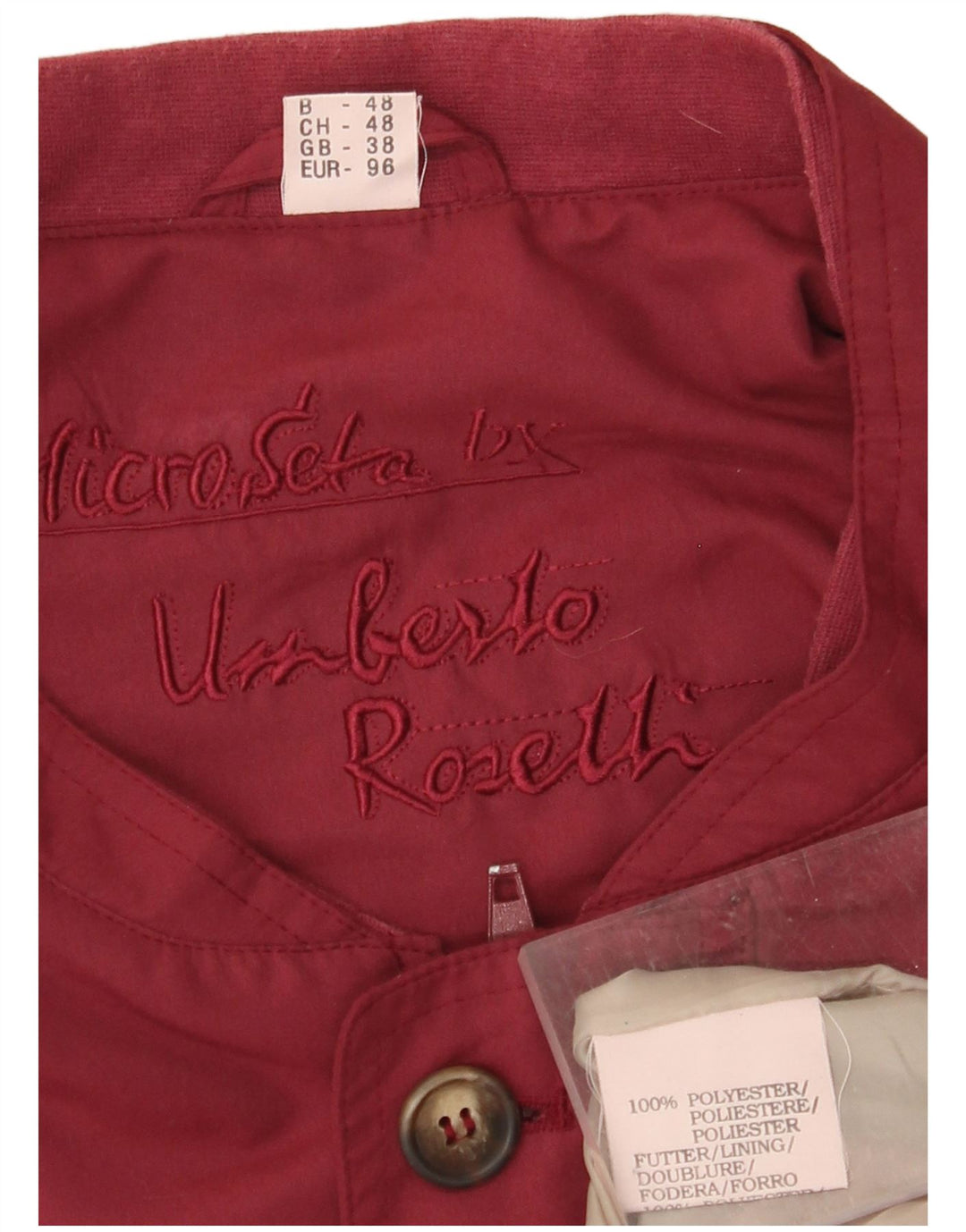 Jaqueta bomber masculina UMBERTO ROSETTI Reino Unido 38 Médio Borgonha Argyle/Diamante