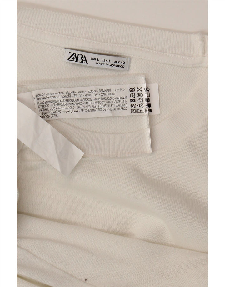 ZARA Mens T-Shirt Top Large White Cotton
