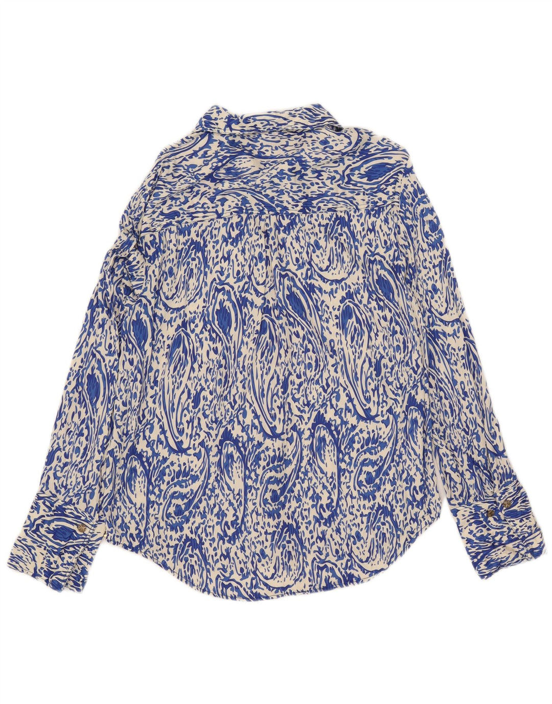 Camisa feminina Zara Reino Unido 14 Paisley azul médio