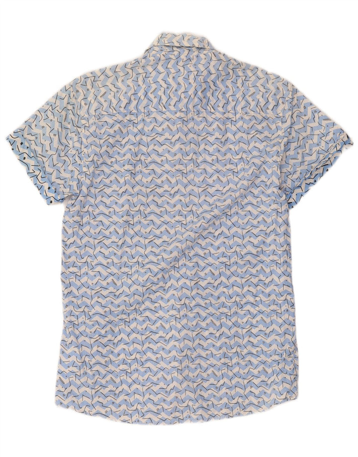 Camisa masculina de manga curta Jack & Jones algodão geométrico azul médio