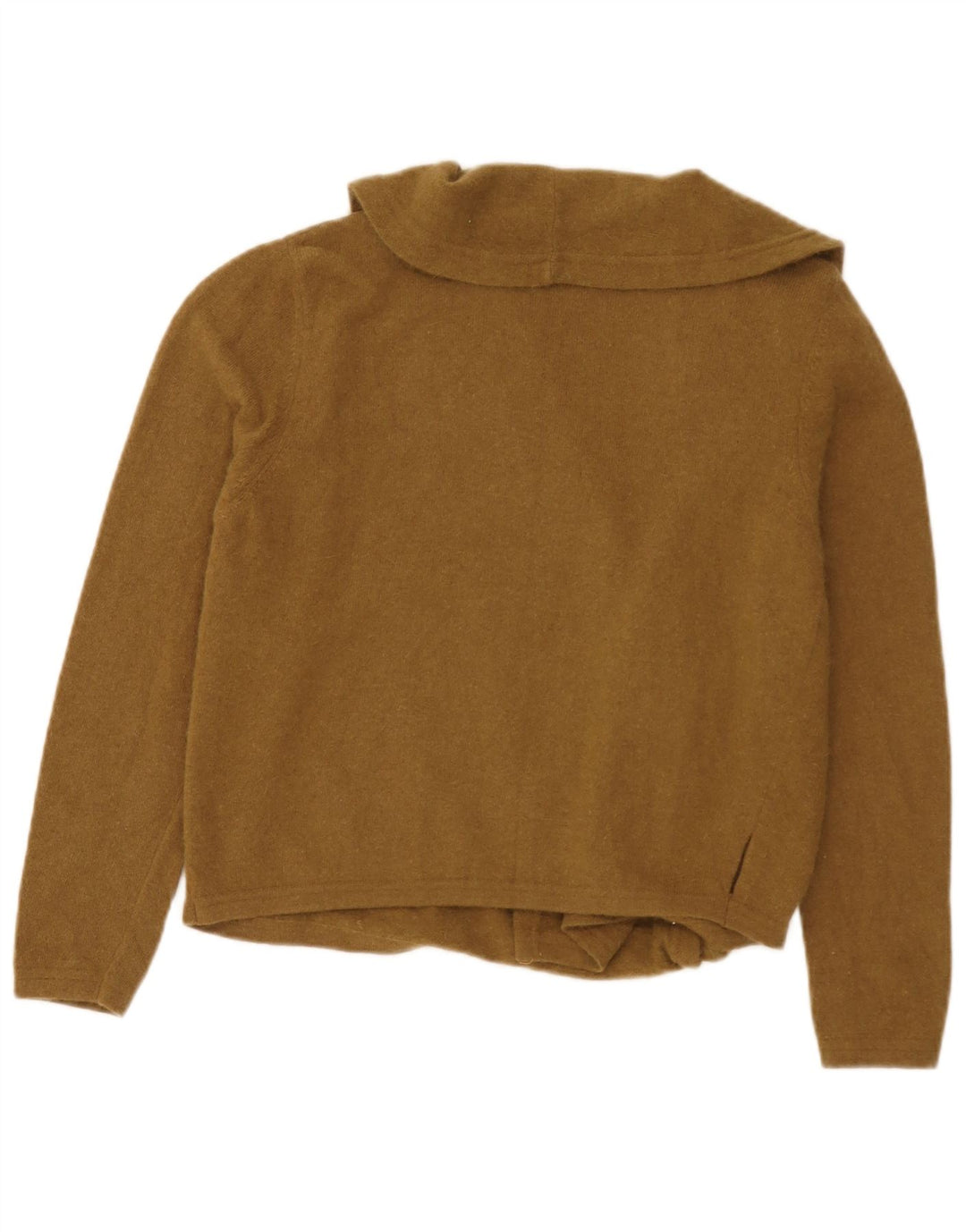 Suéter cardigã feminino Benetton com gravata frontal IT 46 grande lã marrom