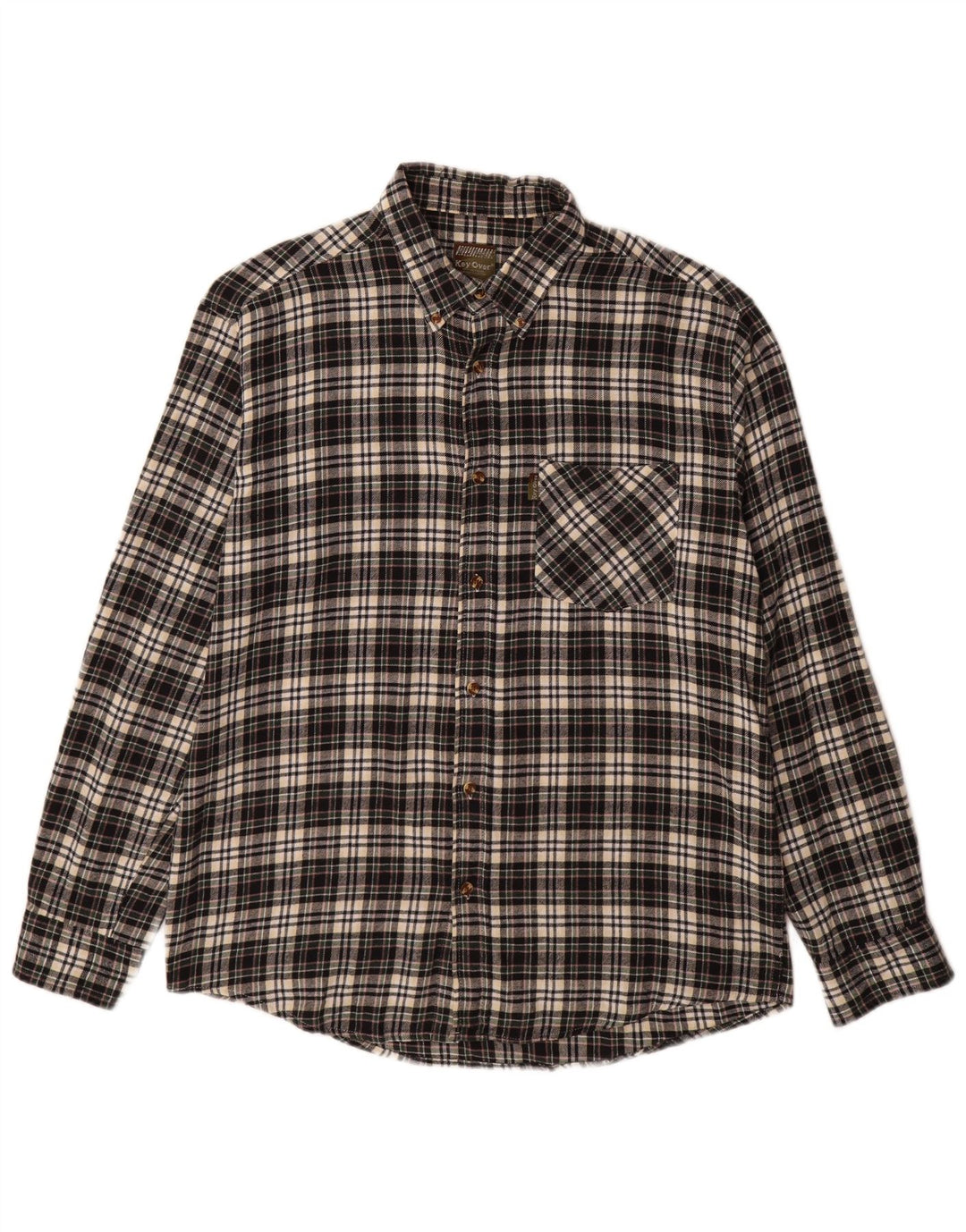 Camisa masculina vintage de flanela grande algodão xadrez preto