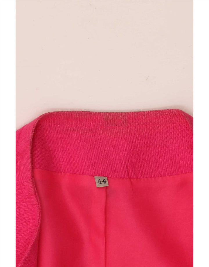 Jaqueta blazer aberta feminina vintage UE 44 grande linho rosa