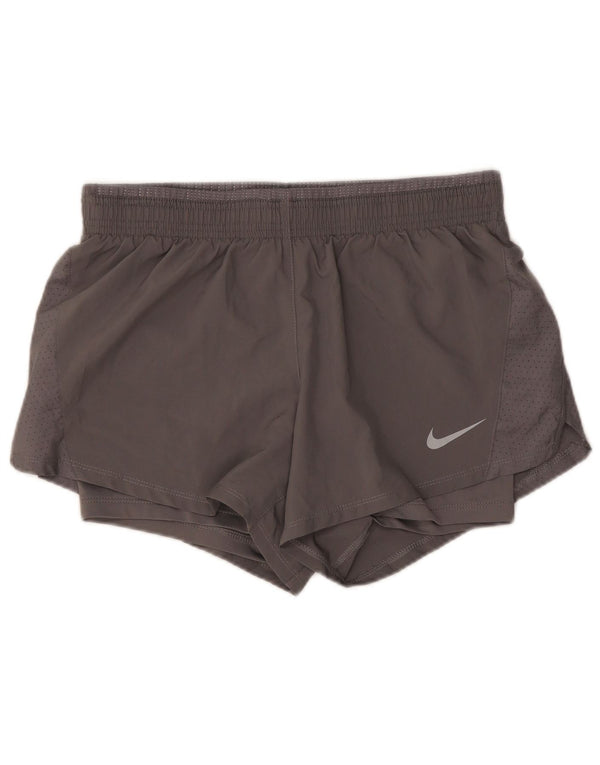 Shorts esportivos femininos Nike Dri Fit UK 10 cinza pequeno