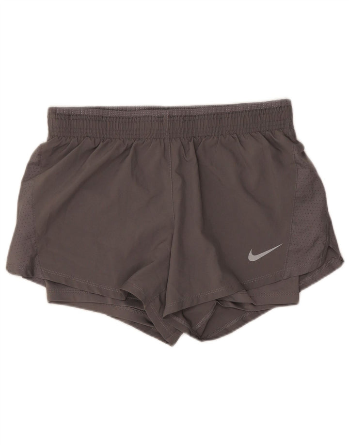 Shorts esportivos femininos Nike Dri Fit UK 10 cinza pequeno