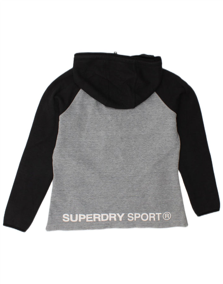 Jumper com capuz gráfico feminino SUPERDRY UK 14 bloco colorido cinza médio