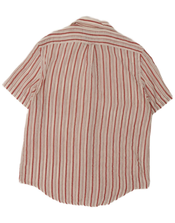 Cacharel Camisa masculina de manga curta grande listrada branca