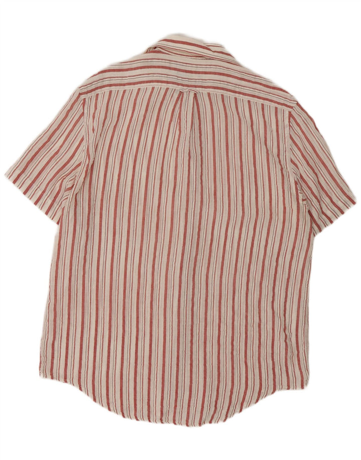Cacharel Camisa masculina de manga curta grande listrada branca