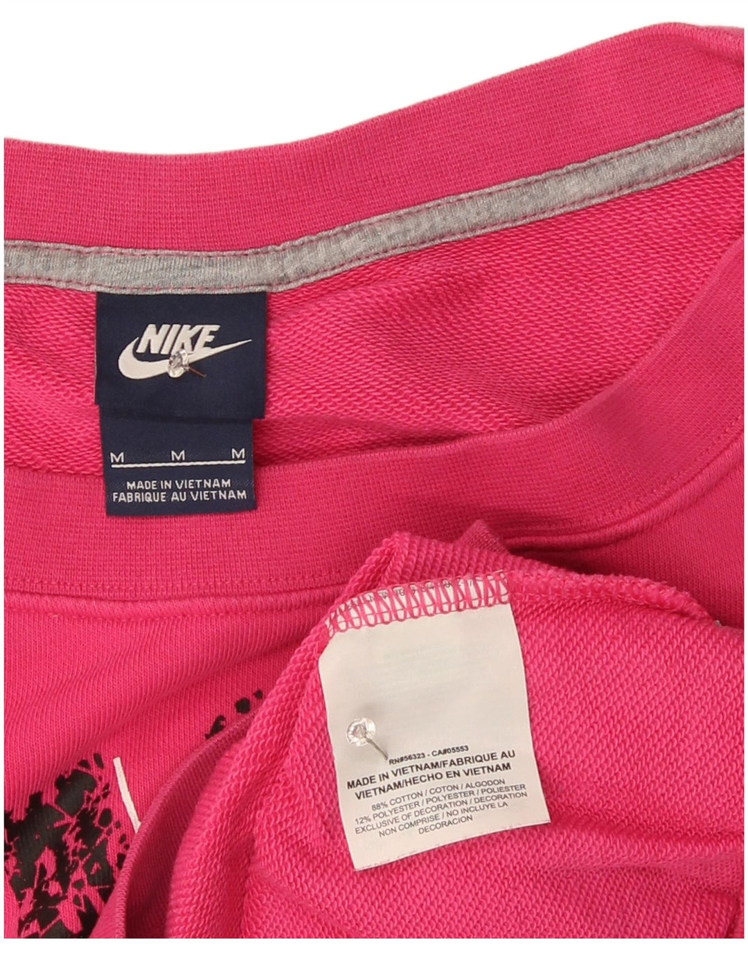 Moletom gráfico feminino Nike Jumper UK 12 médio algodão rosa