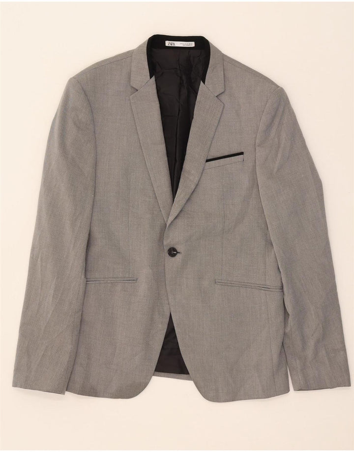 Jaqueta blazer masculina Zara com 1 botão EU 50 cinza médio