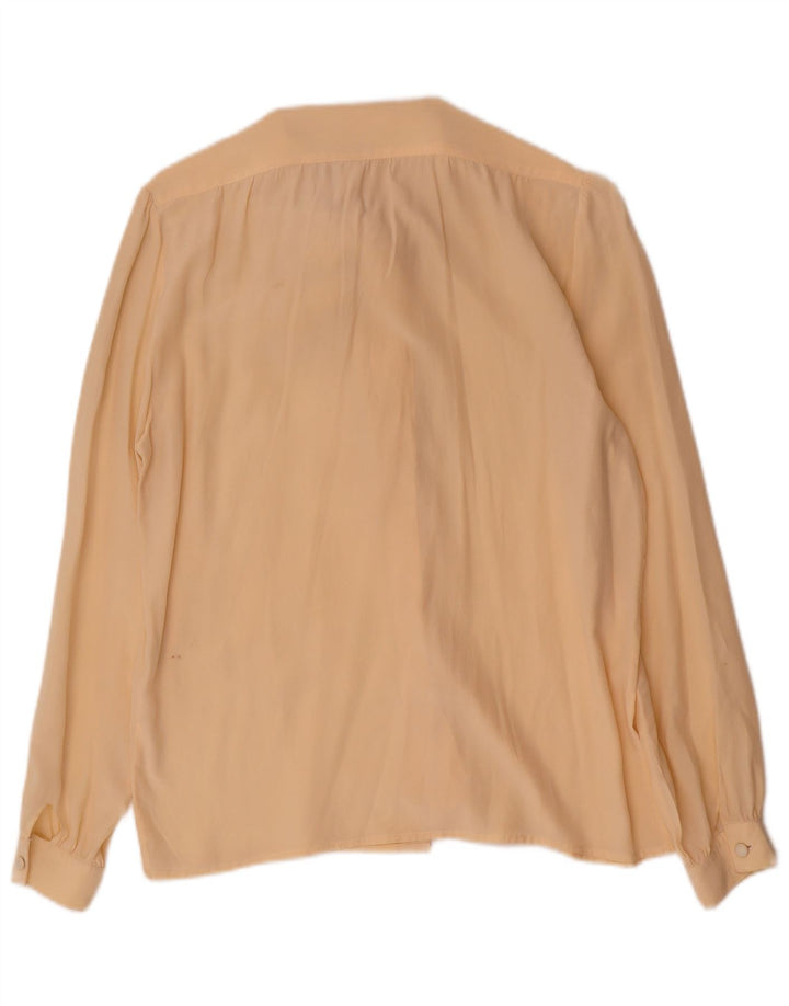 Blusa feminina vintage com gravata frontal IT 42 seda amarela média