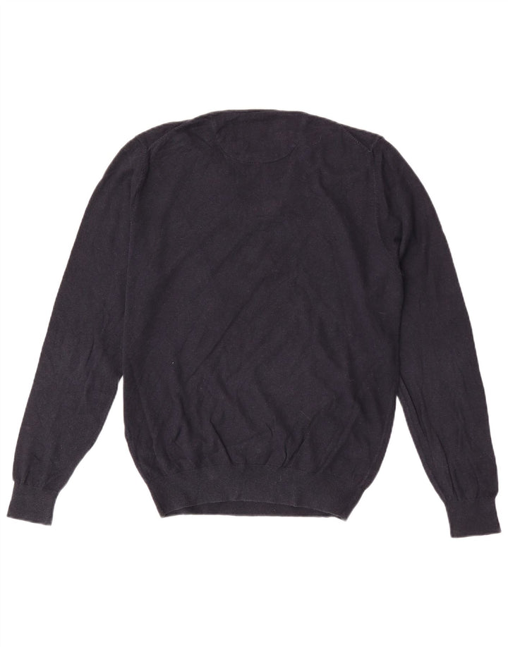 Suéter masculino Massimo Dutti com decote em V médio algodão azul marinho