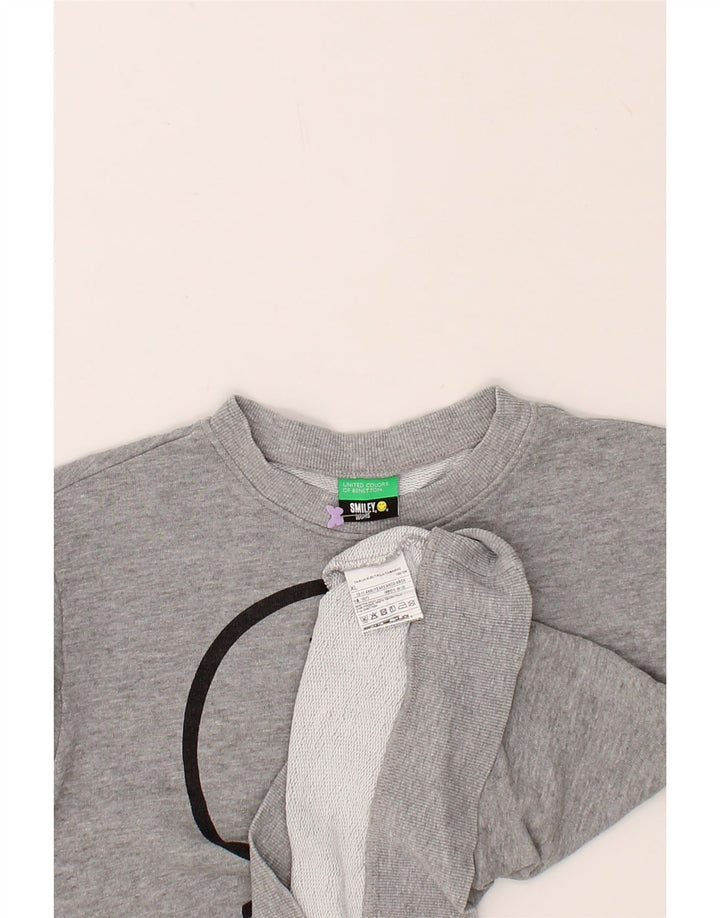 BENETTON Boys Graphic Sweatshirt Jumper 10-11 Years XL Grey Cotton Vintage Benetton and Second-Hand Benetton from Messina Hembry 