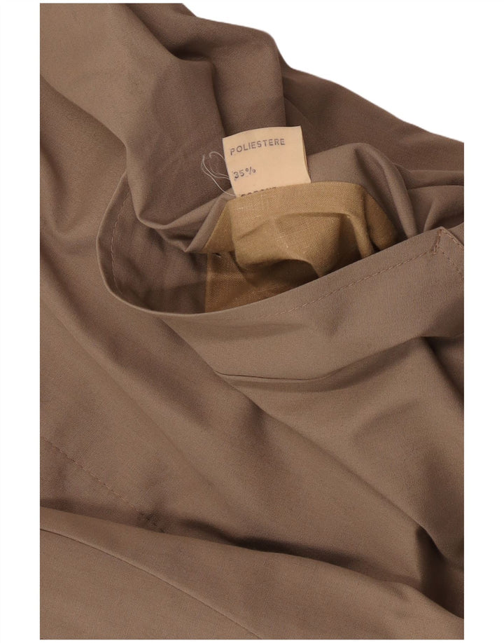 Sobretudo reversível masculino vintage Reino Unido 40 poliéster xadrez grande bege