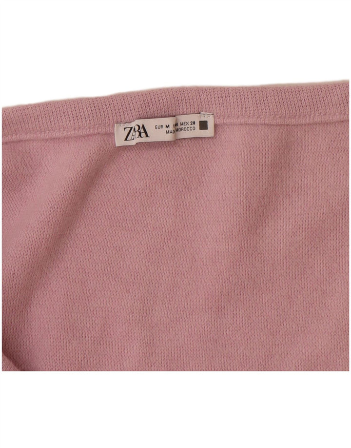 Zara Womens Crop Cardigan Top UK 12 Médio Rosa