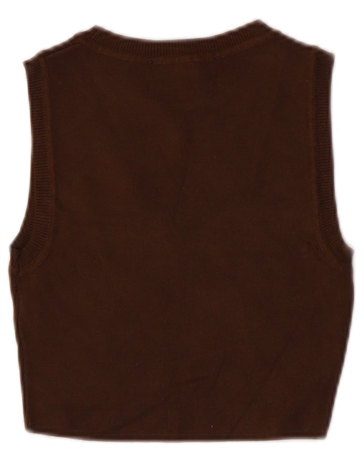 Zara Womens Vest Tank Top UK 8 Pequeno Marrom Viscose