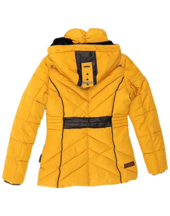 Jaqueta acolchoada com capuz feminina Marikoo UK 6 XS poliéster amarelo