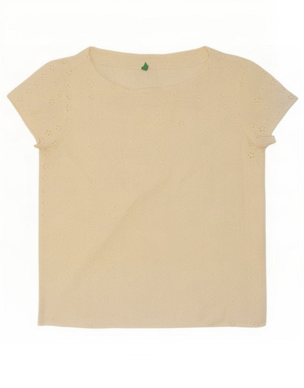 Blusa feminina Benetton UK 10 pequena algodão off white