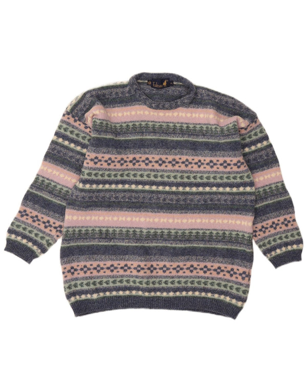 Suéter feminino Tulchan com gola redonda UK 18 XL multicolorido Fair Isle