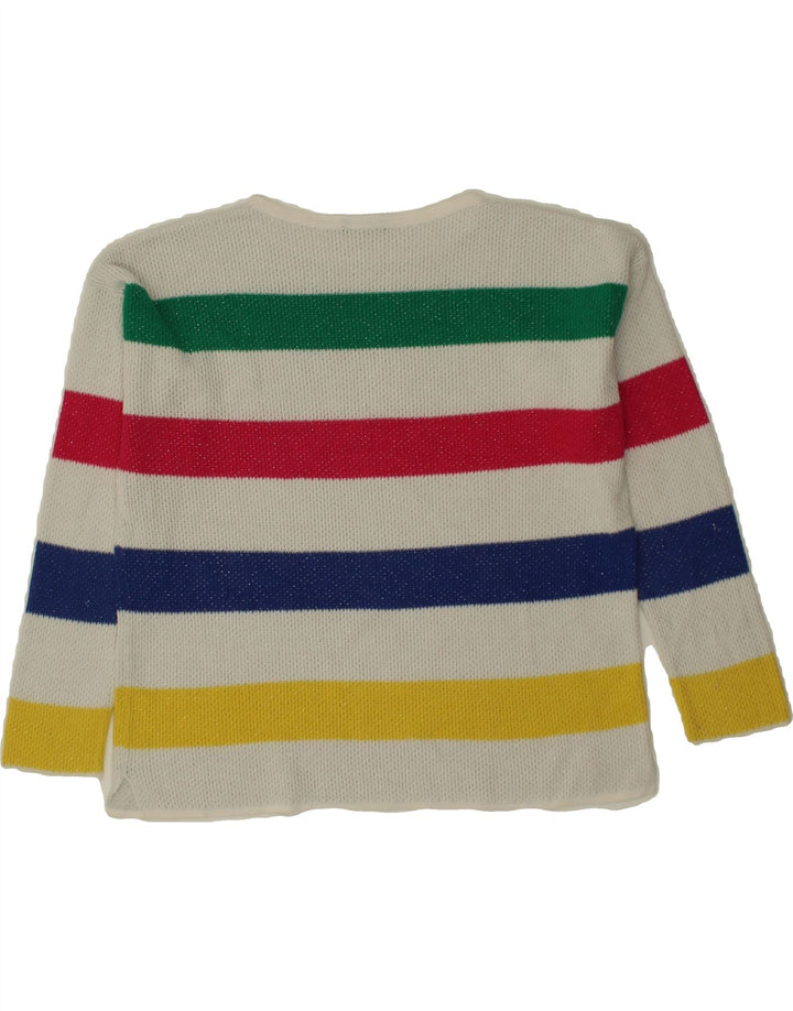 BENETTON Girls Graphic Boat Neck Jumper Sweater 9-10 Years Multicoloured Vintage Benetton and Second-Hand Benetton from Messina Hembry 