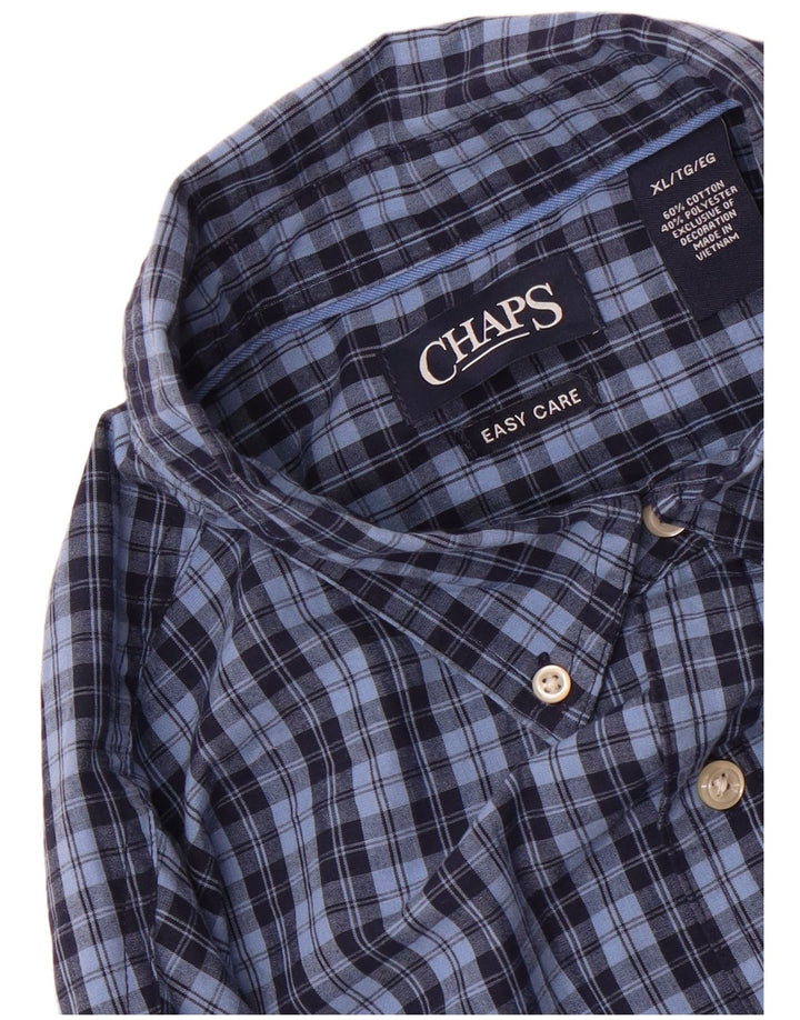 Camisa masculina de flanela Chaps XL azul xadrez algodão