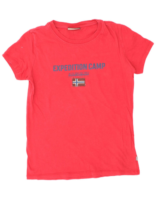 Camiseta Napapijri Boys Geographic Graphic Top 7-8 Anos Algodão Vermelho
