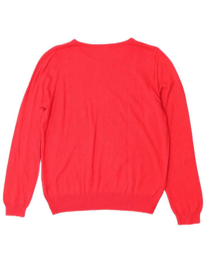 Suéter feminino Marks & Spencer com gola redonda e gola redonda Reino Unido 14 médio vermelho