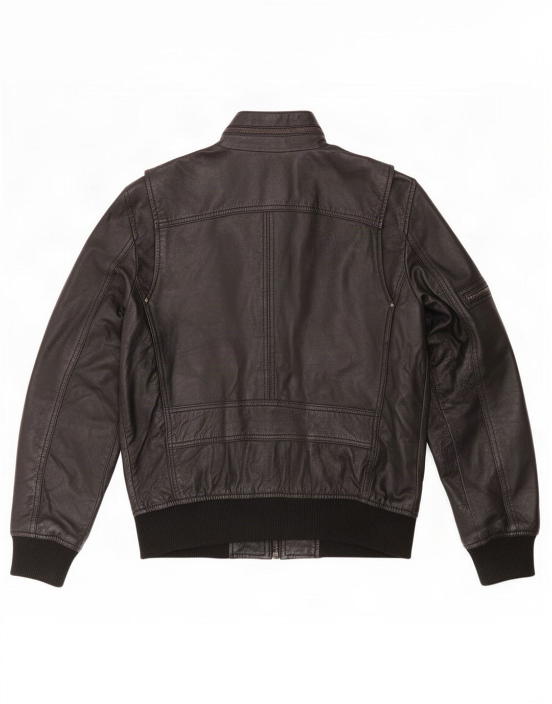 Jaqueta masculina de couro militar BARNEYS UK 38 média preta