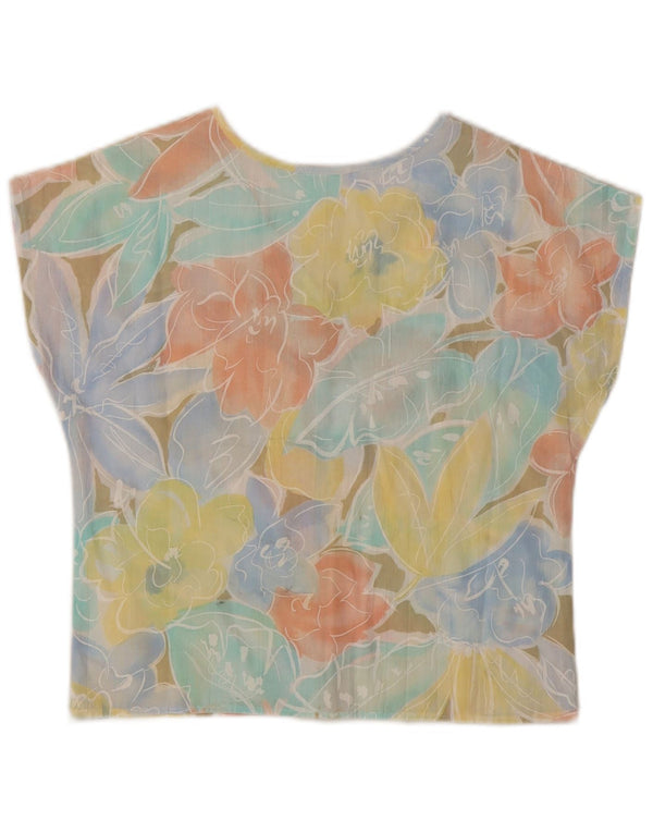 Blusa feminina improvisada Top UK 10 poliéster floral multicolorido pequeno