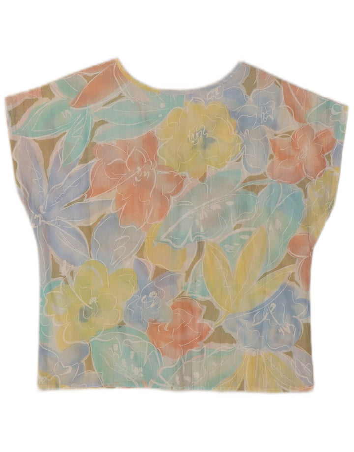 Blusa feminina improvisada Top UK 10 poliéster floral multicolorido pequeno