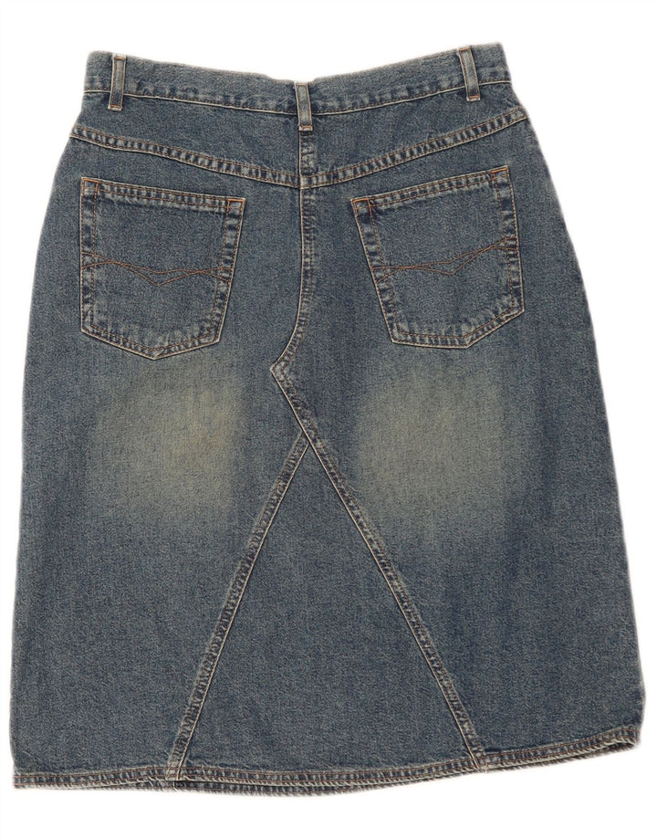 Saia jeans feminina Marks & Spencer UK 14 médio W30 algodão azul