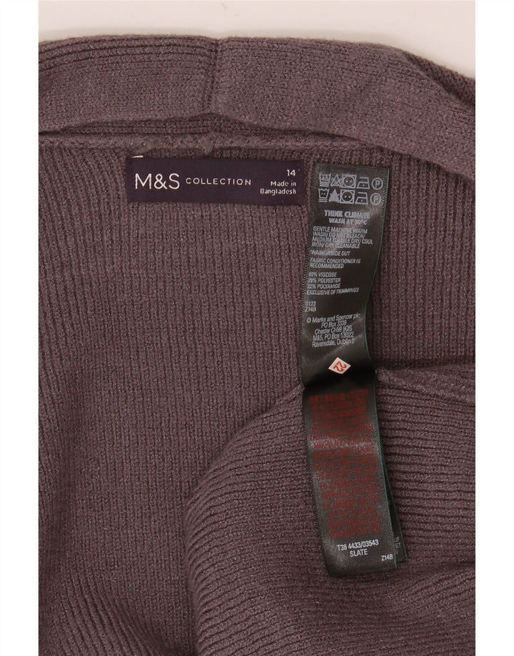 Marks & Spencer Suéter feminino Longline Open Cardigan Reino Unido 14 Grande Cinza