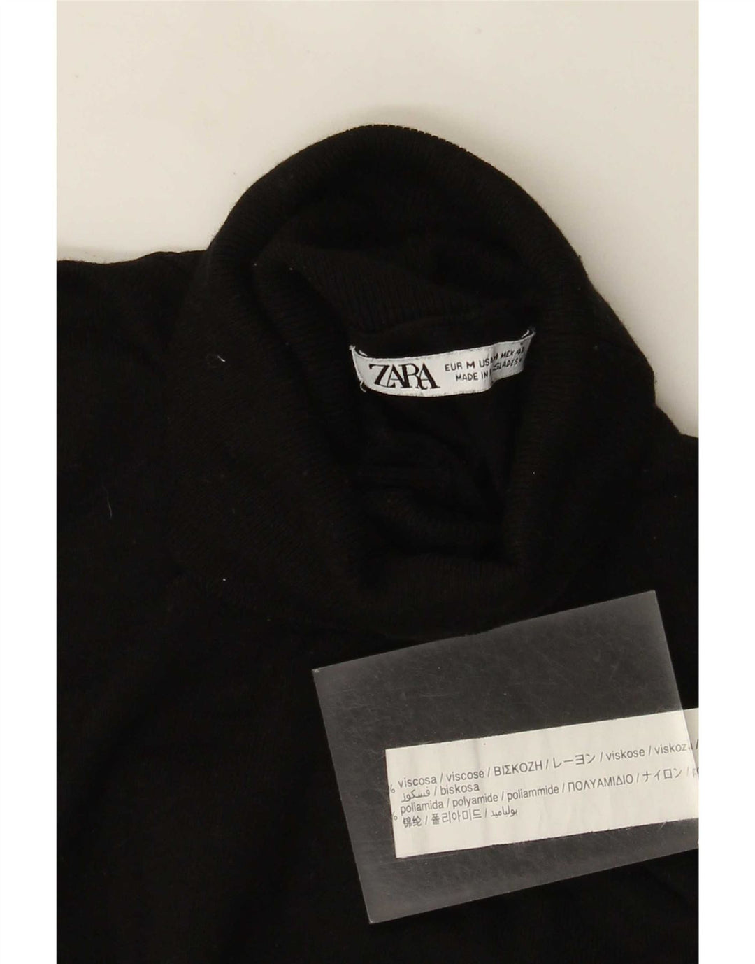 Zara Suéter masculino com gola redonda e viscose preta média