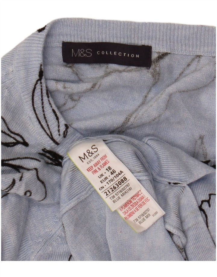 Suéter feminino MARKS & SPENCER com gola canoa Reino Unido 18 XL azul floral