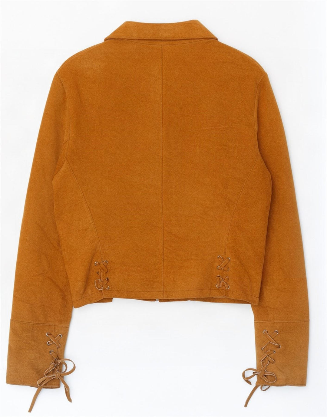 Jaqueta Imperial Feminina Crop Suede UK 12 Couro Bege Médio
