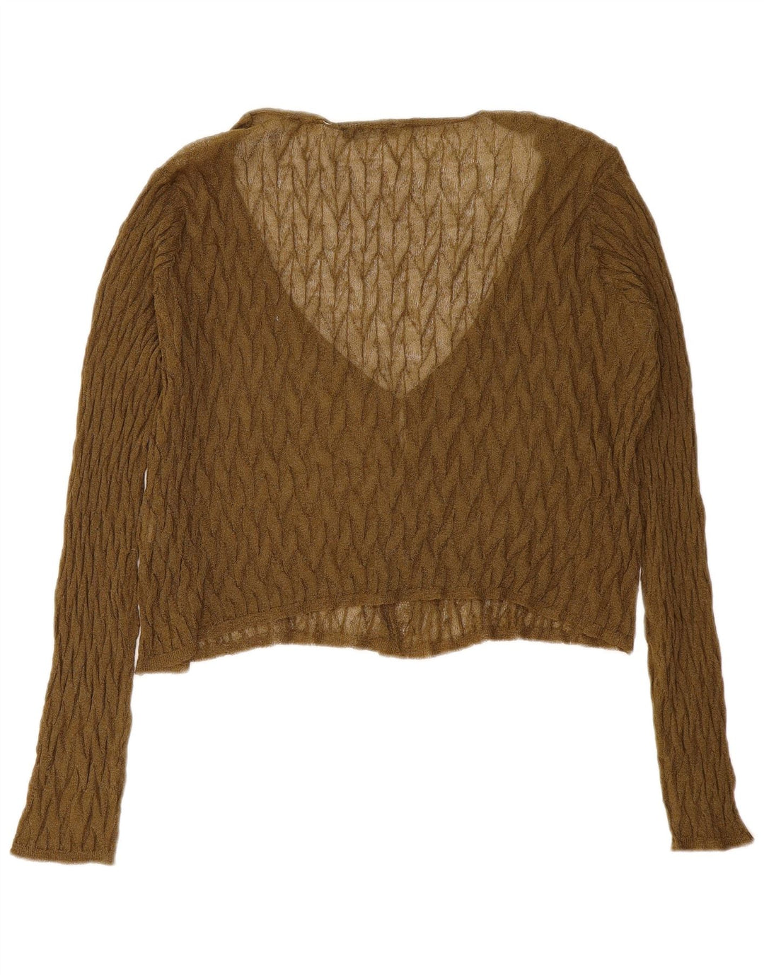Suéter cardigã feminino Zara transparente UK 14 médio cáqui