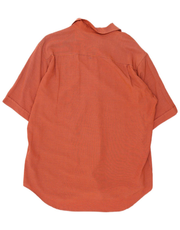 Camisa masculina vintage de manga curta média laranja guingão